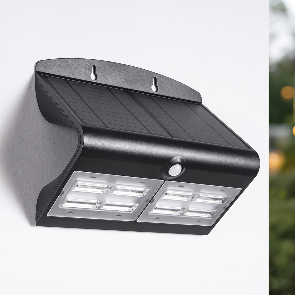 Solcellsvägglampa Double Conan 6,8W med sensor - svart