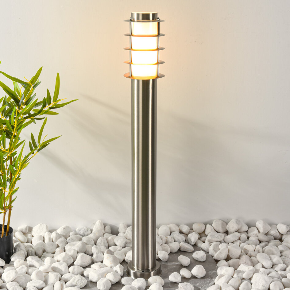 Stående utomhuslampa Silvio i rostfritt stål - 80 cm