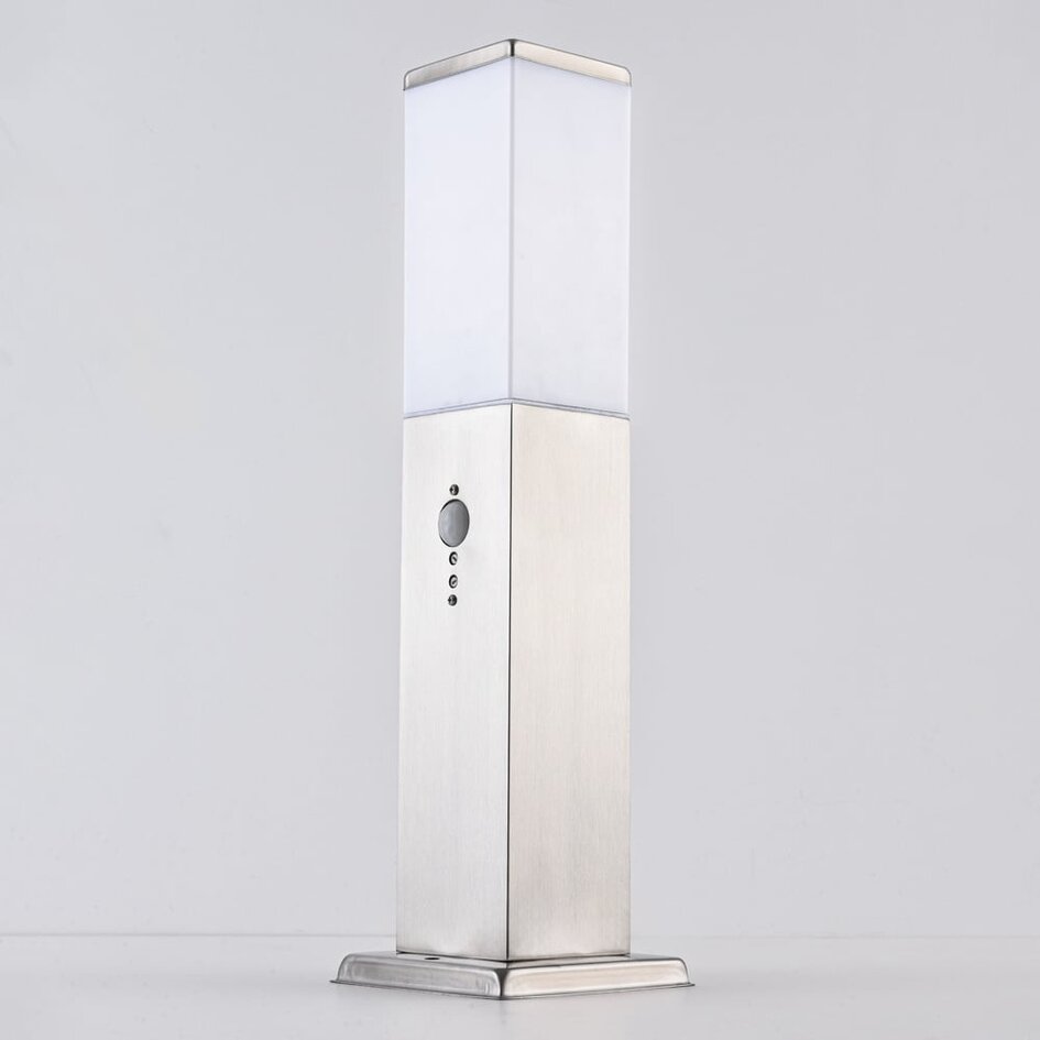 Stående utomhuslampa Leopoldo i rostfritt stål med sensor - 45 cm