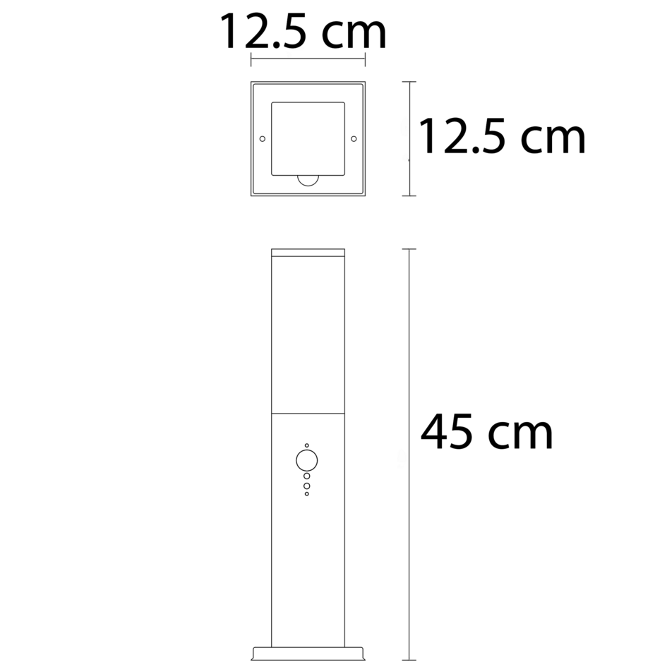 Stående utomhuslampa Leopoldo i rostfritt stål med sensor - 45 cm