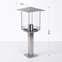 Stående utomhuslampa Rocco i rostfritt stål - 45 cm
