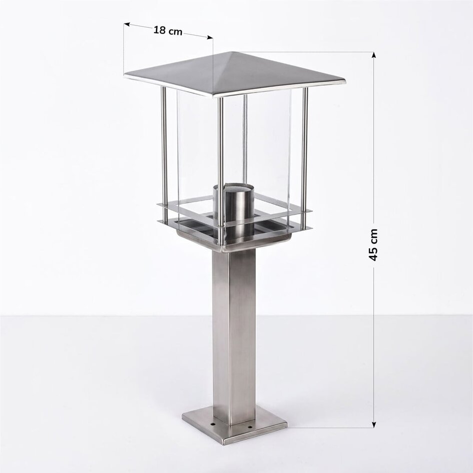 Stående utomhuslampa Rocco i rostfritt stål - 45 cm