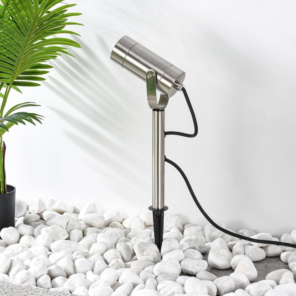 Trädgårdsspotlight Emilio i rostfritt stål, 31 cm