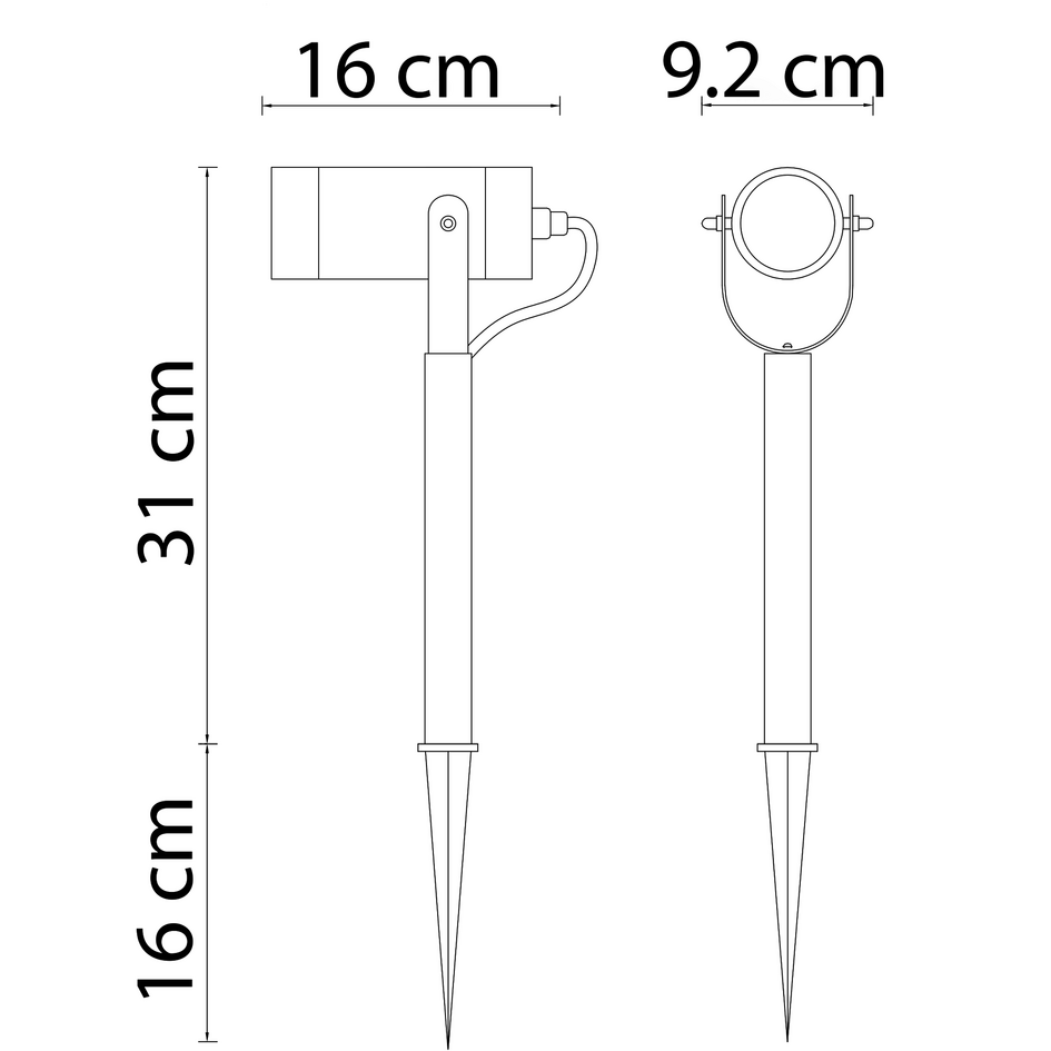 Trädgårdsspotlight Emilio i rostfritt stål, 31 cm