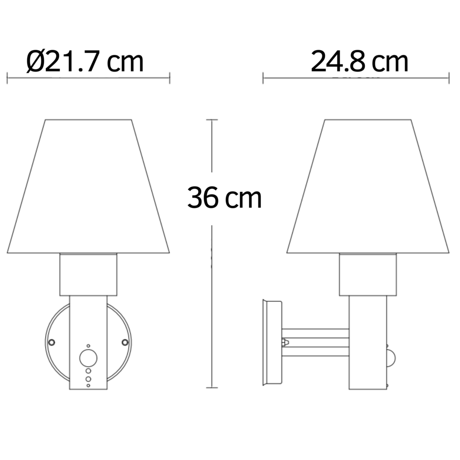 Utomhusvägglampa Marta med lampskärm och rörelsesensor