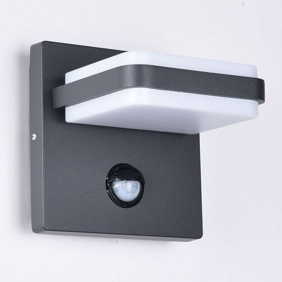 Vägglampa med sensor Stefano - antracit