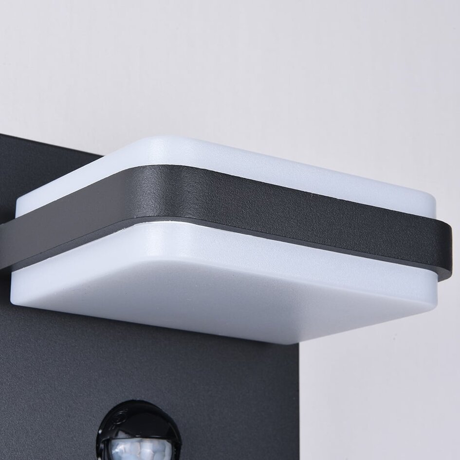 Vägglampa med sensor Stefano - antracit