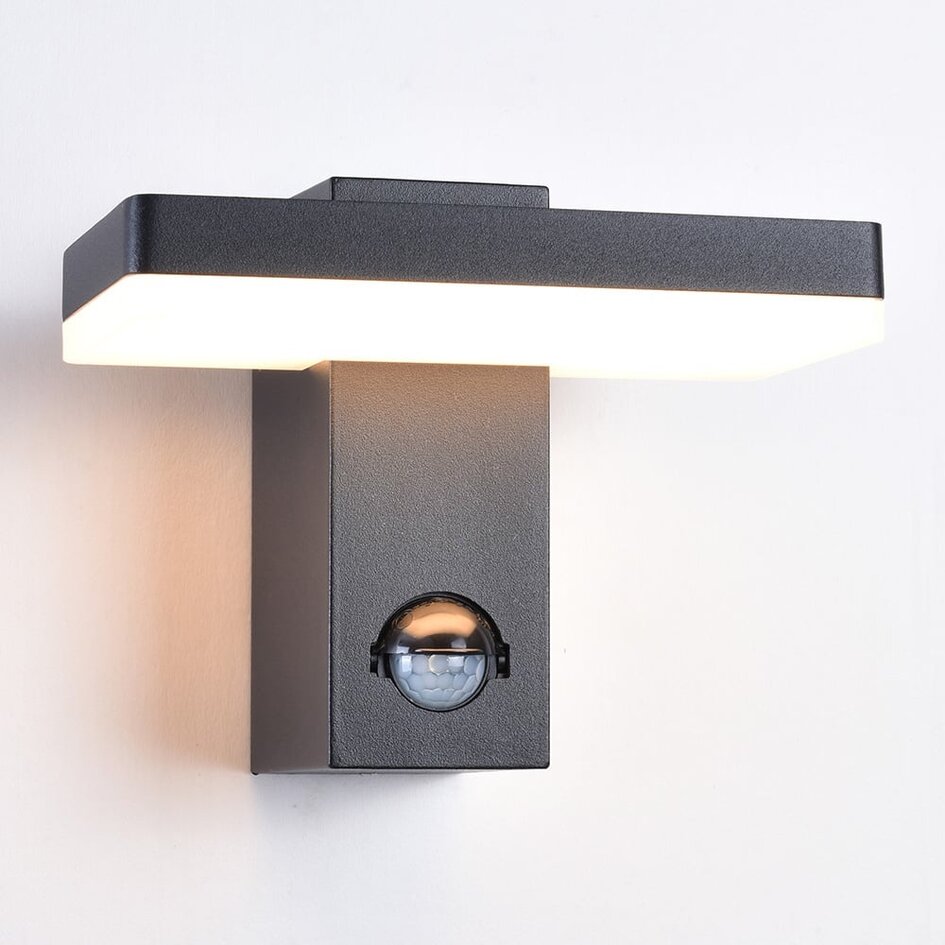 Utomhusvägglampa Roberto med rörelsesensor och integrerad LED - svart