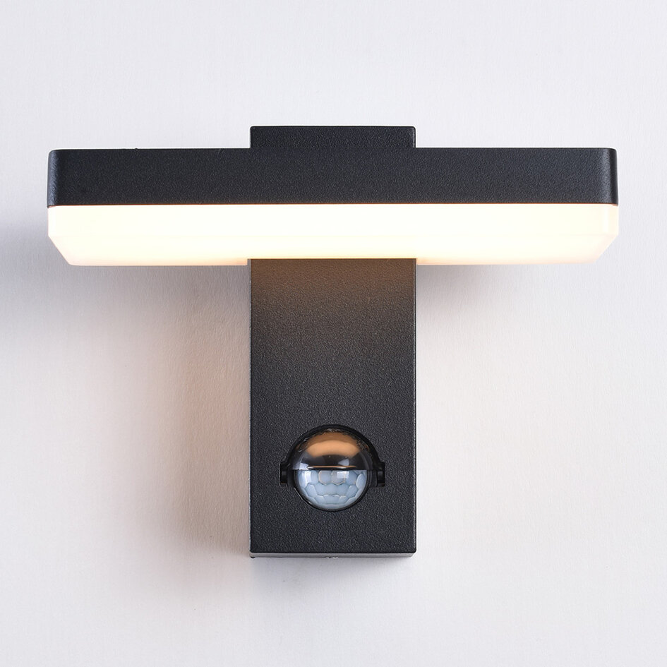 Utomhusvägglampa Roberto med rörelsesensor och integrerad LED - svart