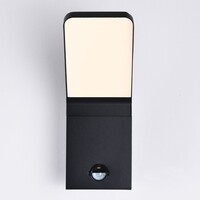 Svart vägglampa Franco med sensor