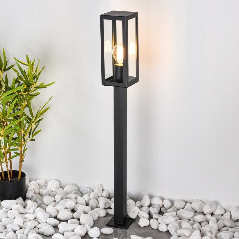 Robust utomhuslampa Alessio i rostfritt stål med glas - 50 cm svart