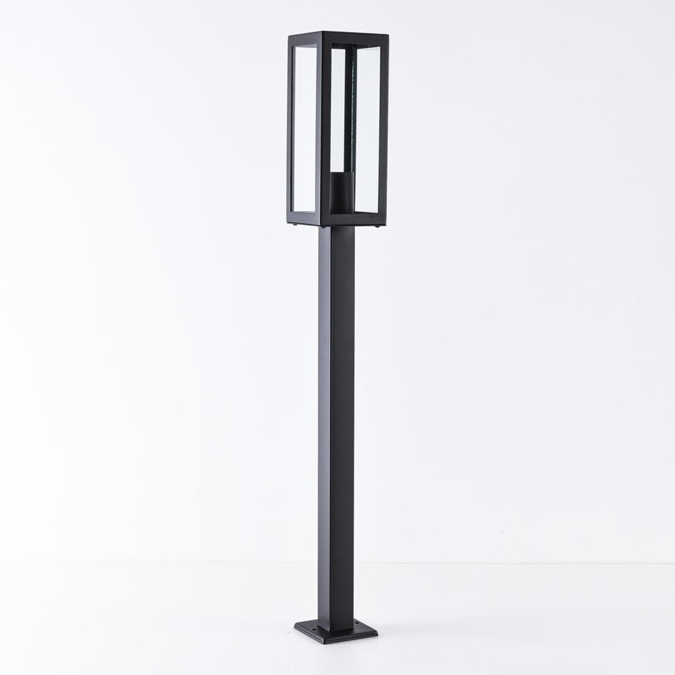 Industriell svart utomhuslampa Alessio i rostfritt stål med glas - 80 cm