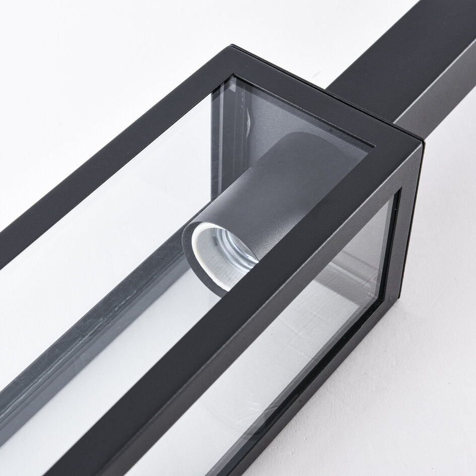 Industriell svart utomhuslampa Alessio i rostfritt stål med glas - 80 cm