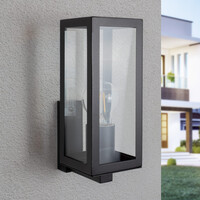 Utomhusvägglampa Carlo - svart rostfritt stål med glas