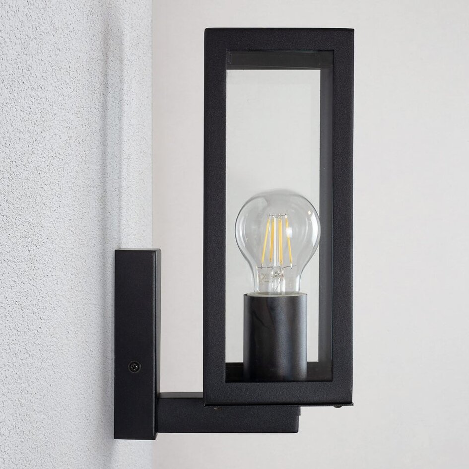 Utomhusvägglampa Carlo - svart rostfritt stål med glas