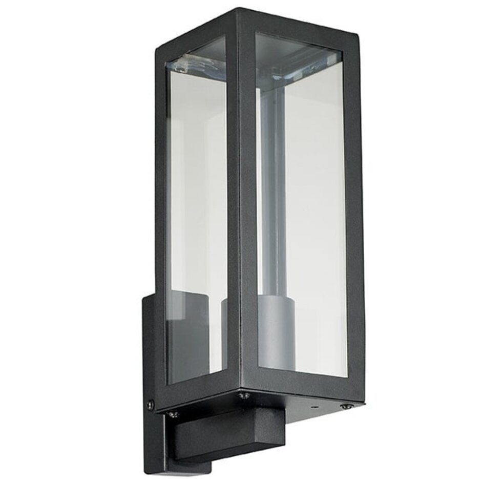 Utomhusvägglampa Carlo - svart rostfritt stål med glas