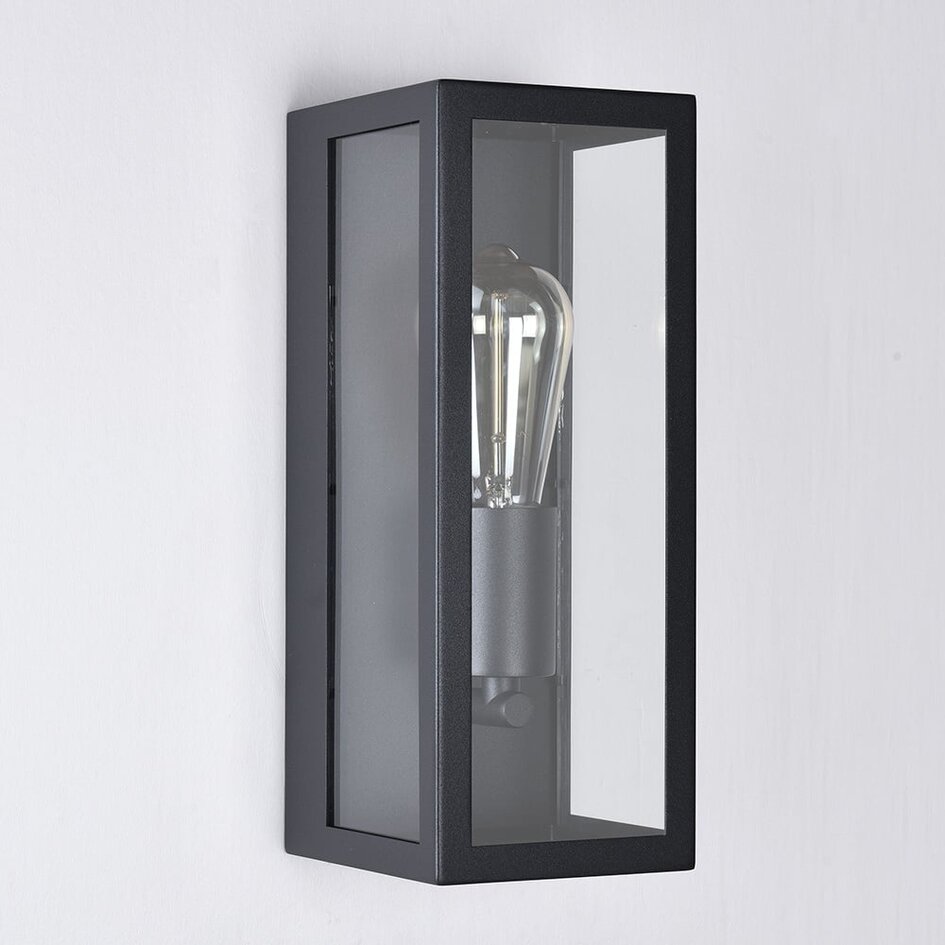 Utomhusvägglampa Filippo - svart rostfritt stål med glas