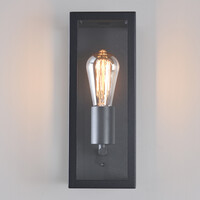 Utomhusvägglampa Filippo - svart rostfritt stål med glas