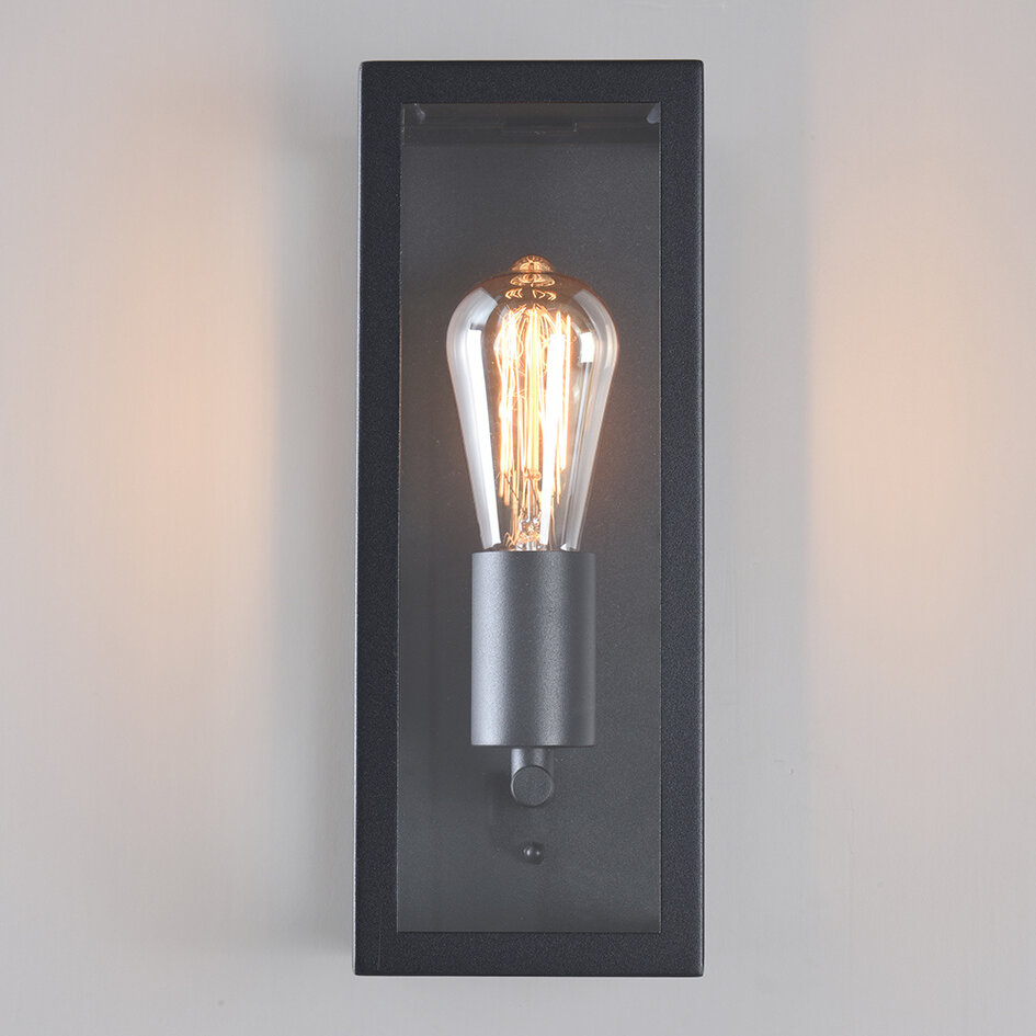 Utomhusvägglampa Filippo - svart rostfritt stål med glas