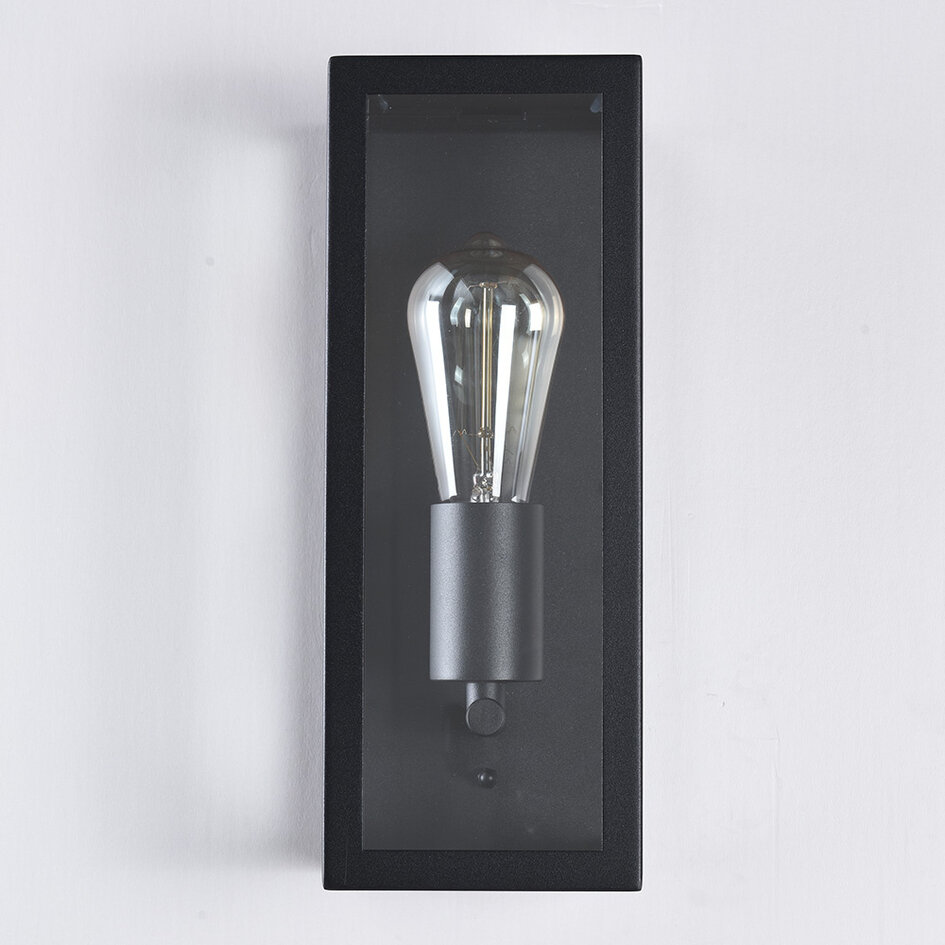 Utomhusvägglampa Filippo - svart rostfritt stål med glas