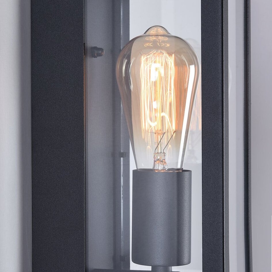 Utomhusvägglampa Filippo - svart rostfritt stål med glas