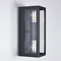Utomhusvägglampa Diana med två lampor - svart rostfritt stål med glas