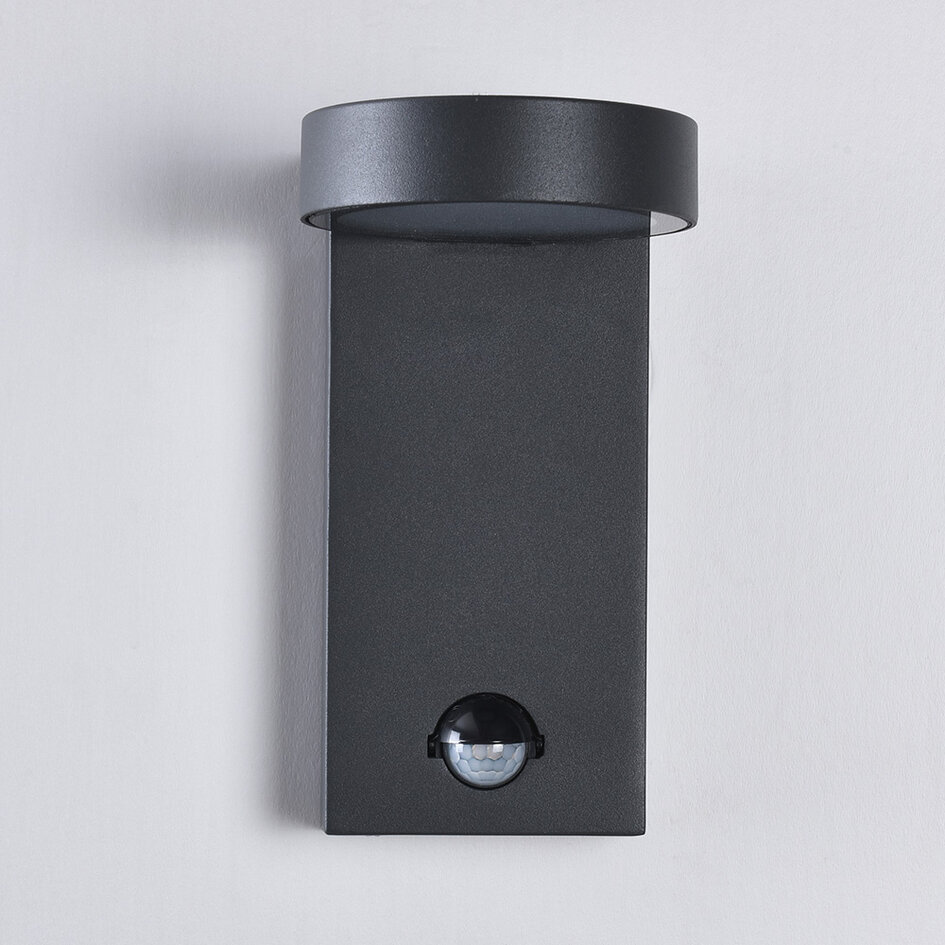 Utomhusvägglampa Luca med rörelsesensor - antracit och integrerad LED