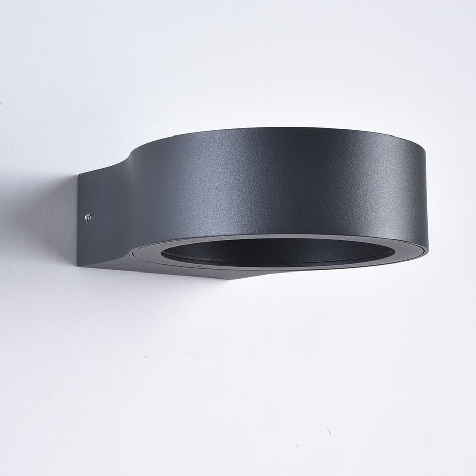 Rund utomhusvägglampa Leo - svart med integrerad LED