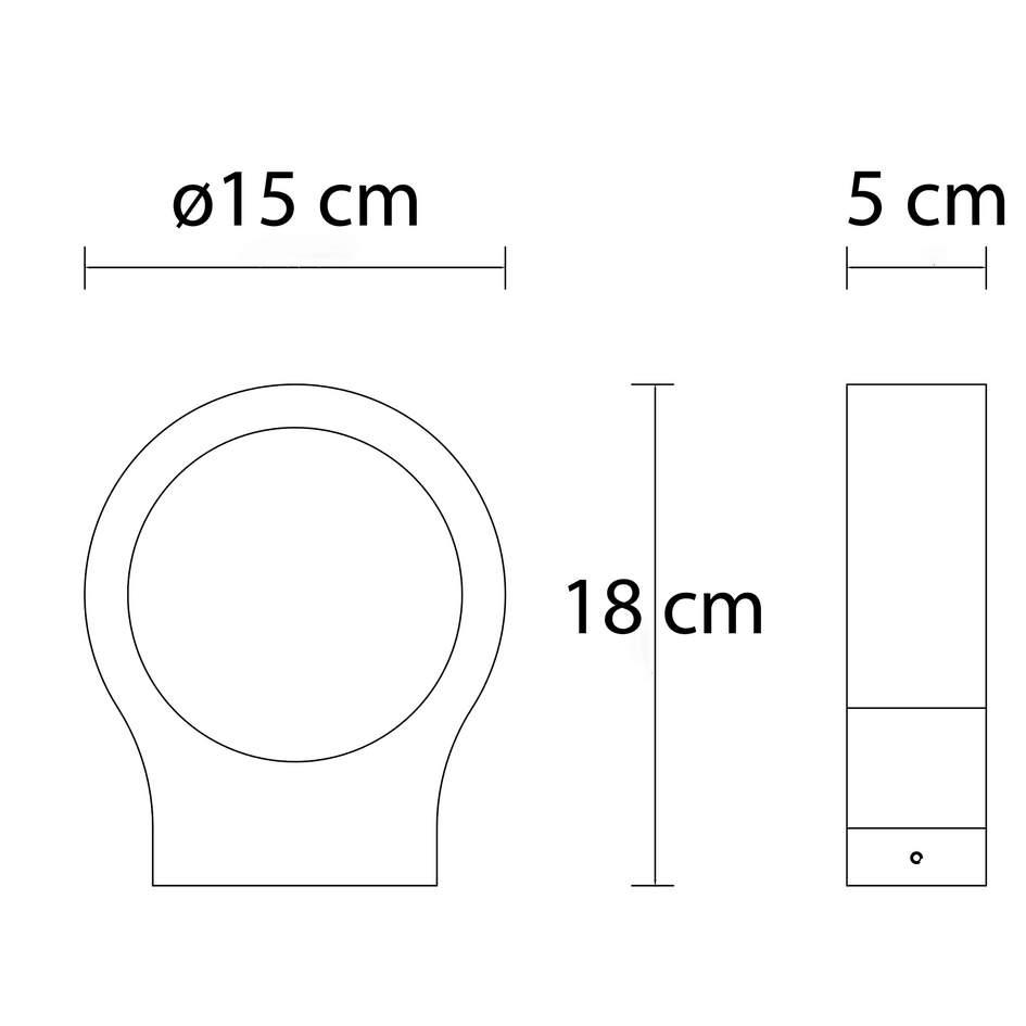 Rund utomhusvägglampa Leo - svart med integrerad LED