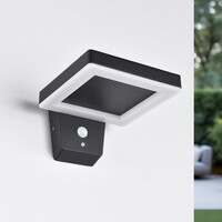 Modern solcellsdriven utomhusvägglampa med sensor Pablo - svart