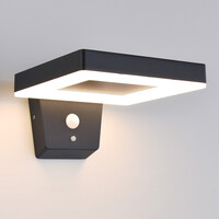 Modern solcellsdriven utomhusvägglampa med sensor Pablo - svart