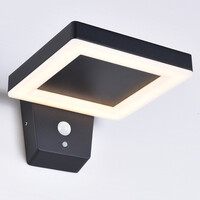 Modern solcellsdriven utomhusvägglampa med sensor Pablo - svart