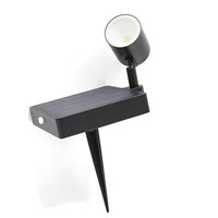 Svart solcellsdriven spotlight med jordspett - Valerio