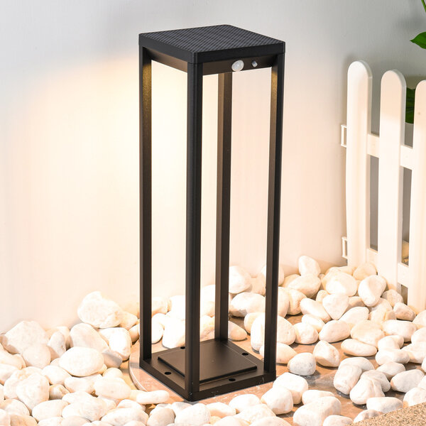 Svart stående utomhuslampa med solceller och sensor - Marcello