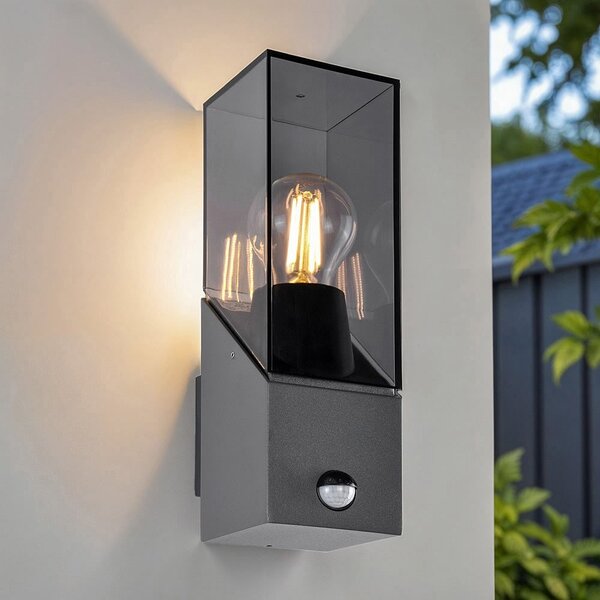 Robust utomhusvägglampa Jasper - antracit med sensor