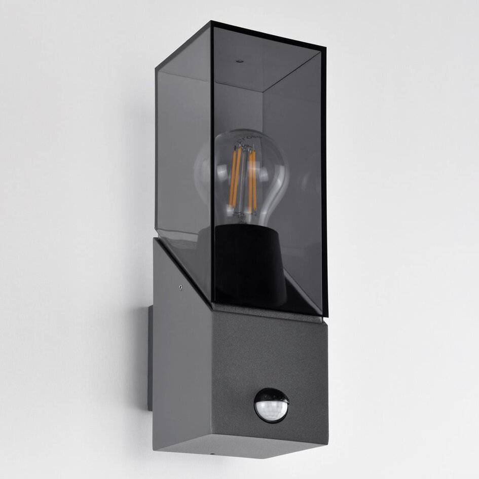 Robust utomhusvägglampa Jasper - antracit med sensor