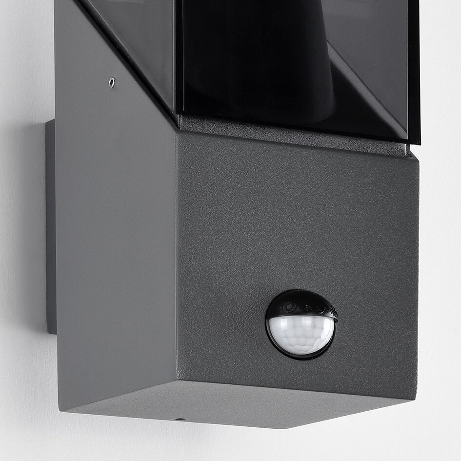 Robust utomhusvägglampa Jasper - antracit med sensor