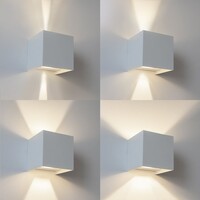 Kvadratisk utomhusvägglampa Oliver - vit med integrerad LED