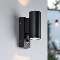 Rund utomhusvägglampa Cathy med sensor 2 x 3W LED - antracit