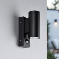 Rund utomhusvägglampa Cathy med sensor 2 x 3W LED - antracit