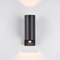 Rund utomhusvägglampa Cathy med sensor 2 x 3W LED - antracit