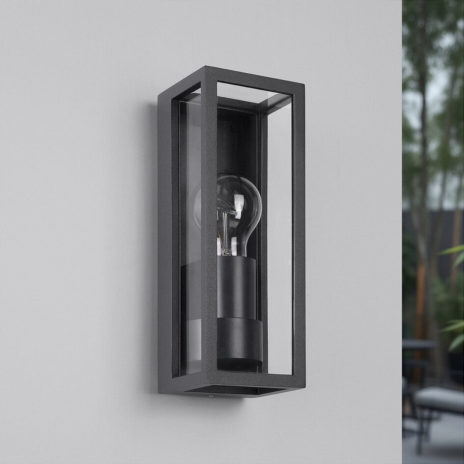 Industriell utomhusvägglampa Valentina - svart