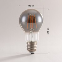 E27 filamentlampa LED dimbar 8,5 watt, rökfärgat glas