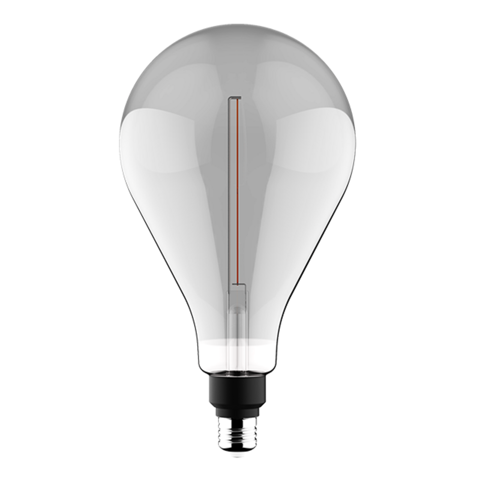 E27 dimbar filament LED-lampa, Ø160mm, 7W, rökfärgat glas