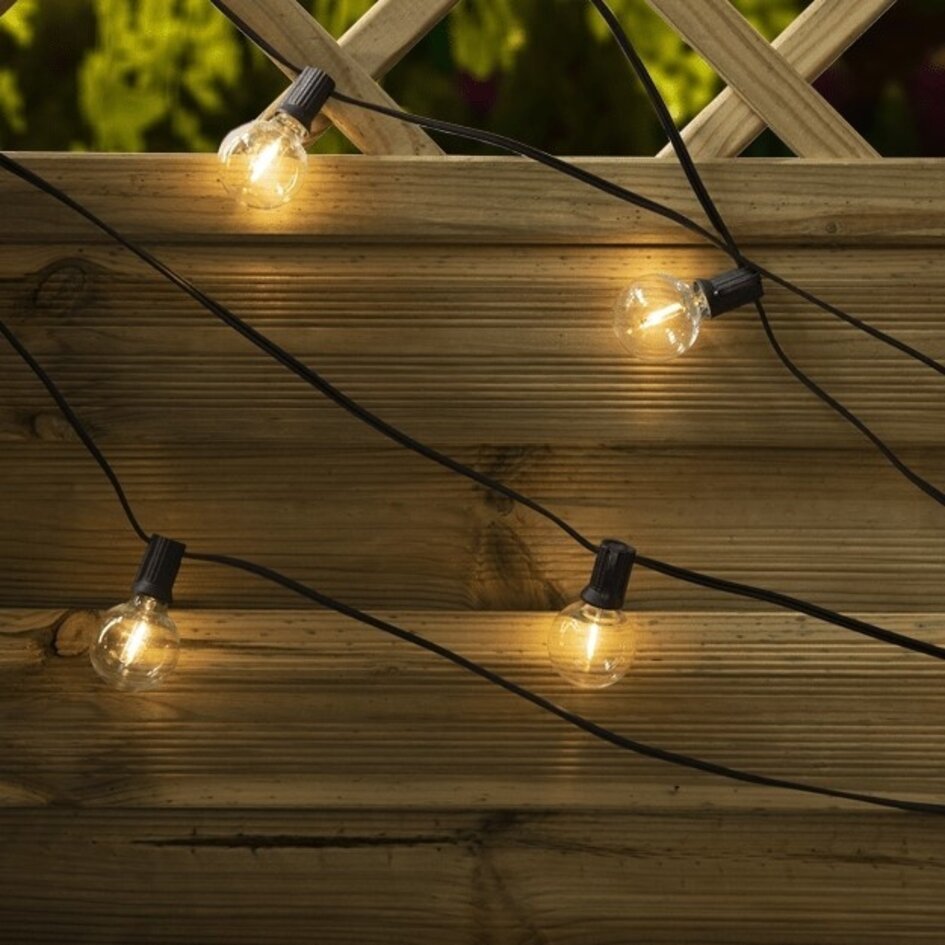 Solcellsdriven ljusslinga 10 meter med 20 små runda lampor, 3W solpanel (IP20-lampor)