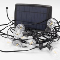 Solcellsdriven ljusslinga 10 meter med 20 små runda lampor, 3W solpanel (IP20-lampor)