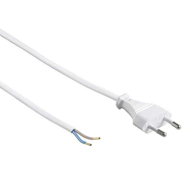 Anslutningskabel med eurokontakt vit, 2 meter - 2 x 0,75 mm