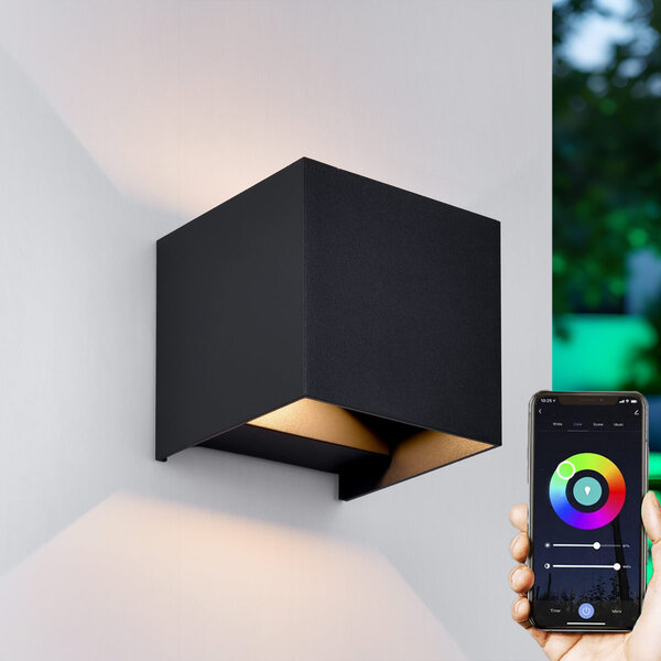 Smart utomhusvägglampa Daisy med Tuya wifi - mattsvart med integrerad LED