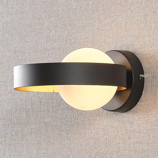 Vägglampa Carlos - svart med bladguld