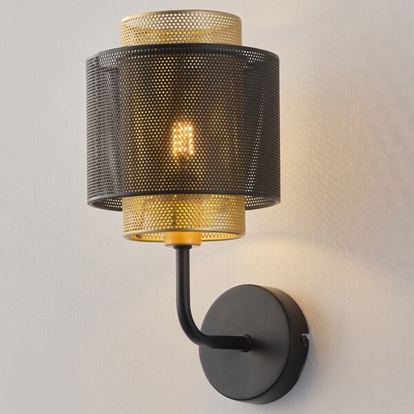 Vägglampa Mary - svart med guld
